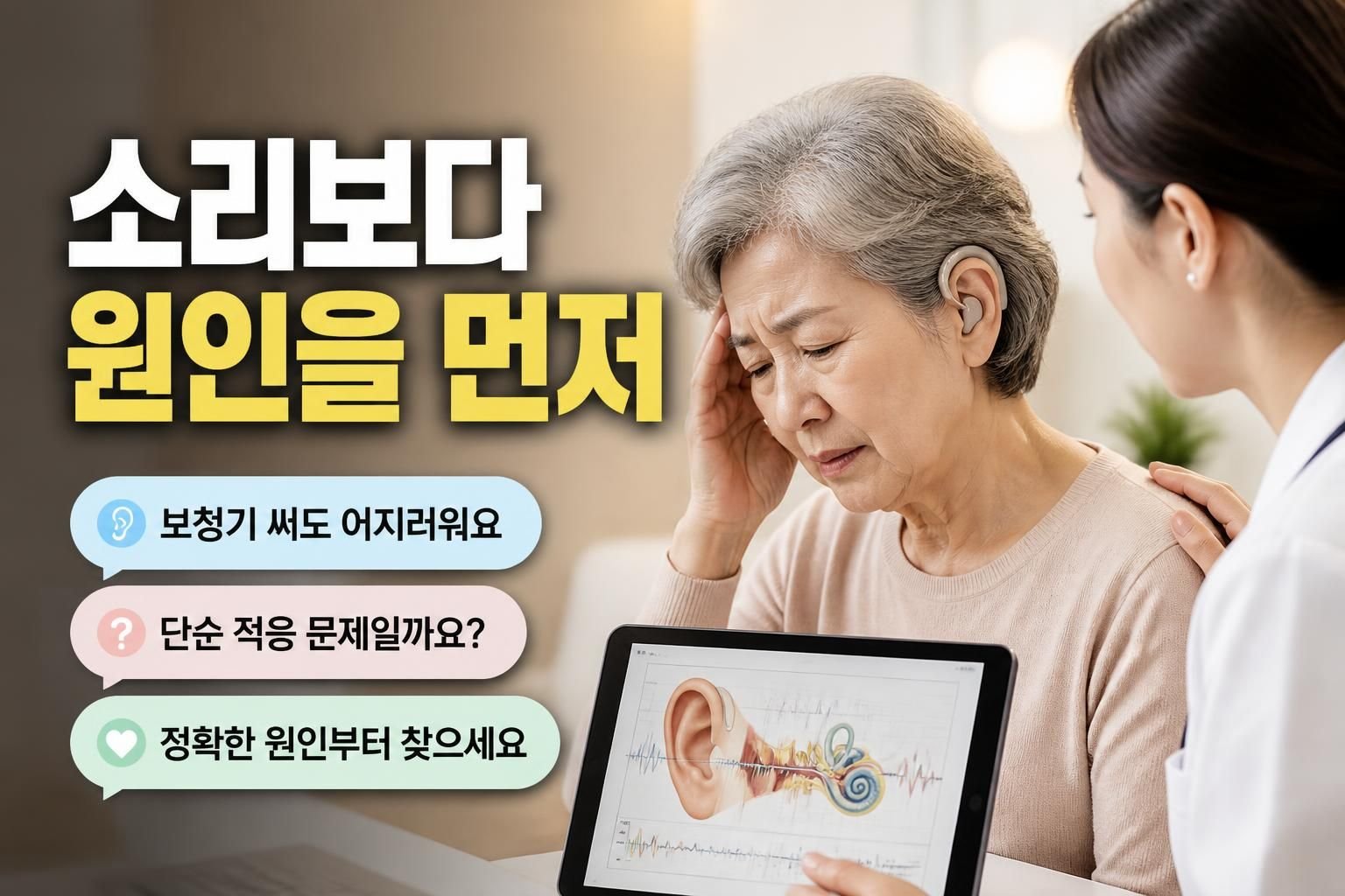 보청기 착용 중 어지럼증이 생겼다면, 소리 크기보다 먼저 볼 원인