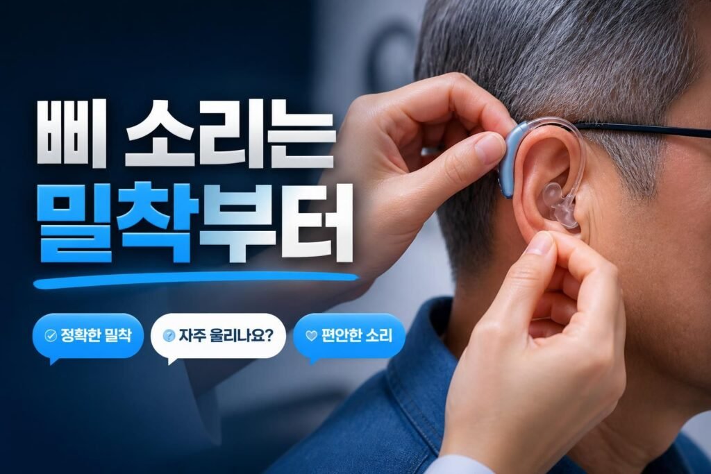 보청기 삐 소리가 계속 난다면, 고장 접수 전 확인할 착용 위치