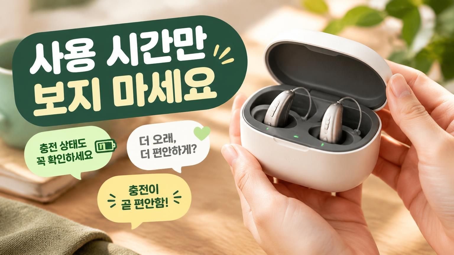 충전 케이스에 보청기를 넣는 모습