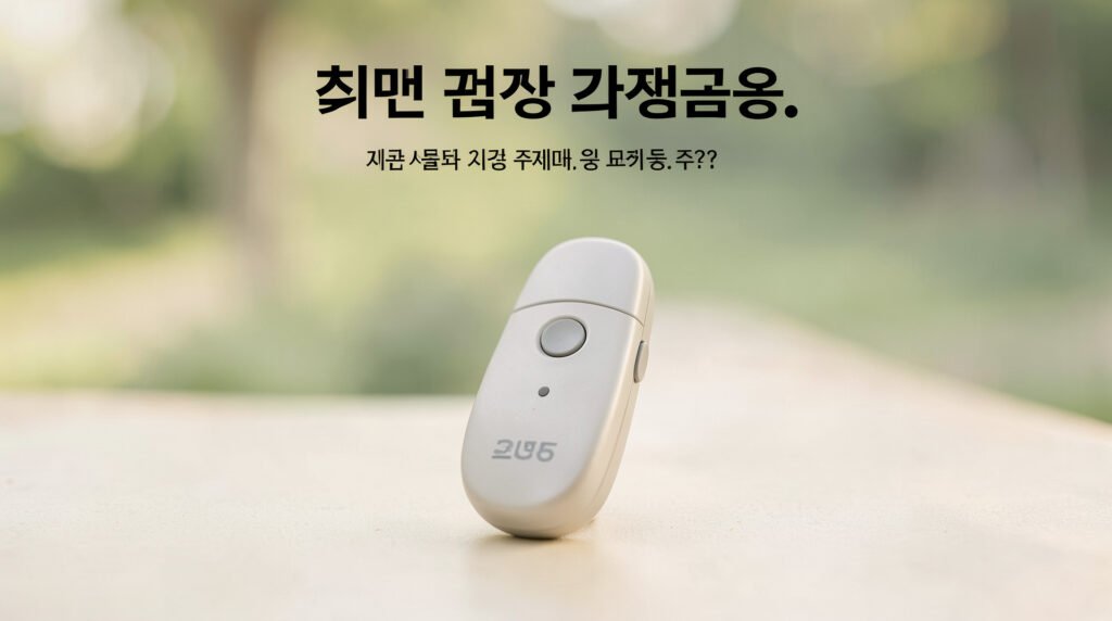 보청기 조작 방식을 비교하기 위해 리모컨과 스마트폰을 살펴보는 모습